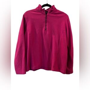 Lands' End Women’s 1/4 Zip Fleece Pullover Pink Jacket Size: Medium 10-12